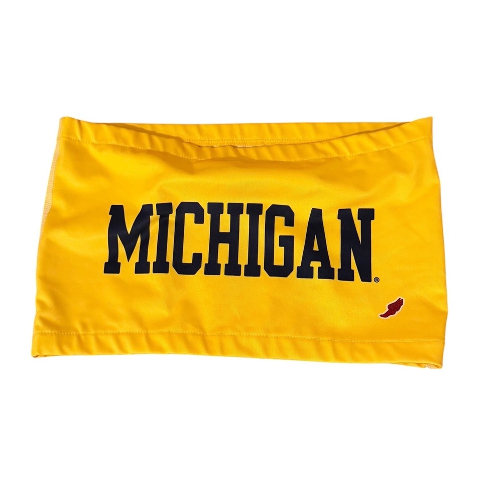 League Michigan Wolverines Tube Top Bandeau Maize Yellow Navy Blue Graphic S/M